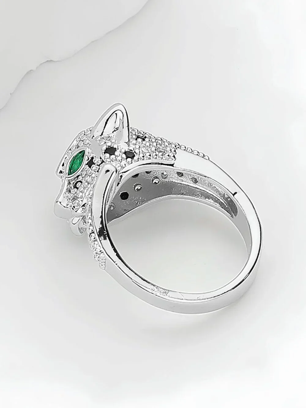 NEW Sterling Silver Dipped Panther Wrap Ring Size 8 CZ Statement Jewelry